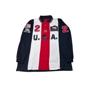 Vintage La Martina USA Polo Team Shirt Navy White Red XL World Championship
